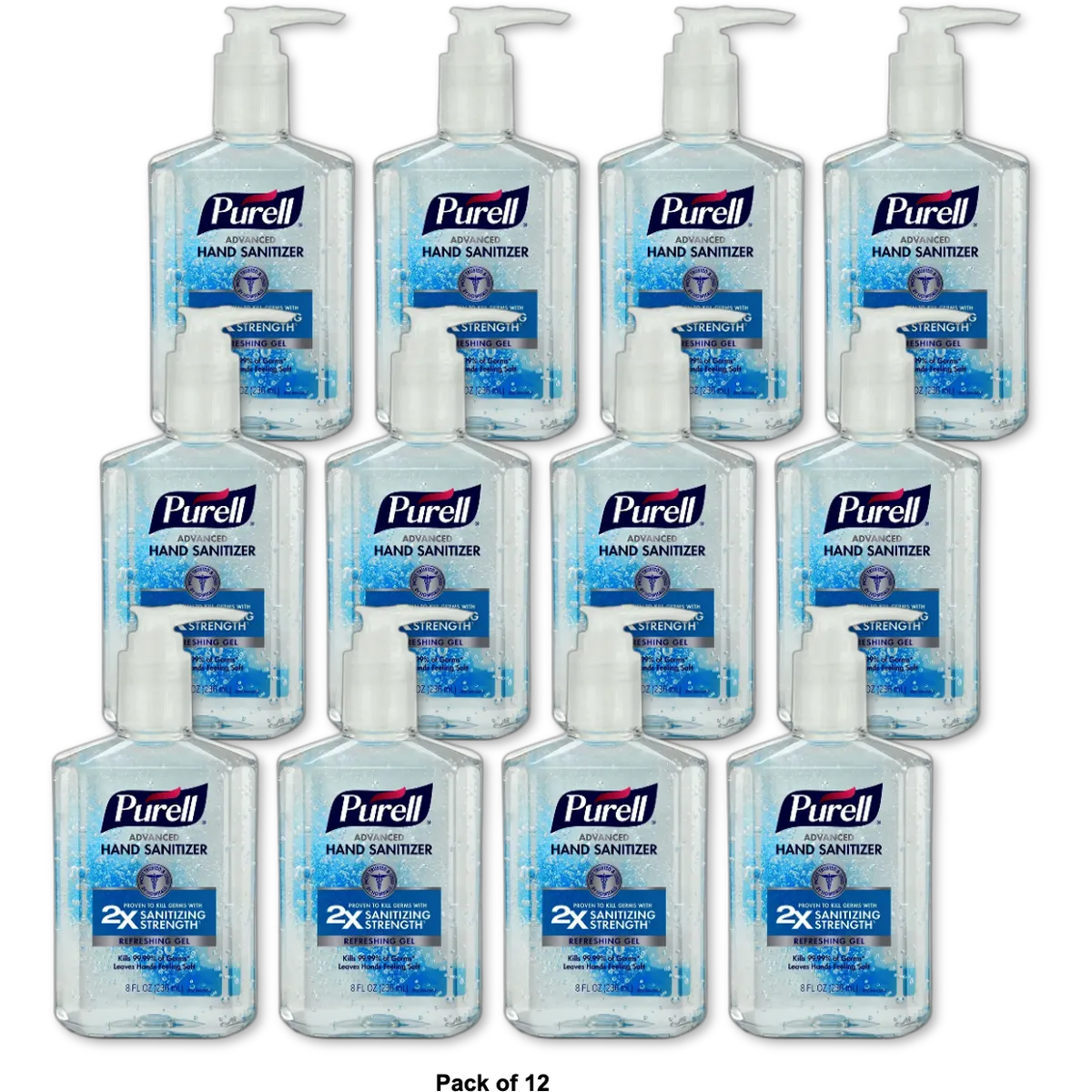 Purell Advanced Hand Sanitizer Refreshing Gel 8Oz (Pack of 12)
