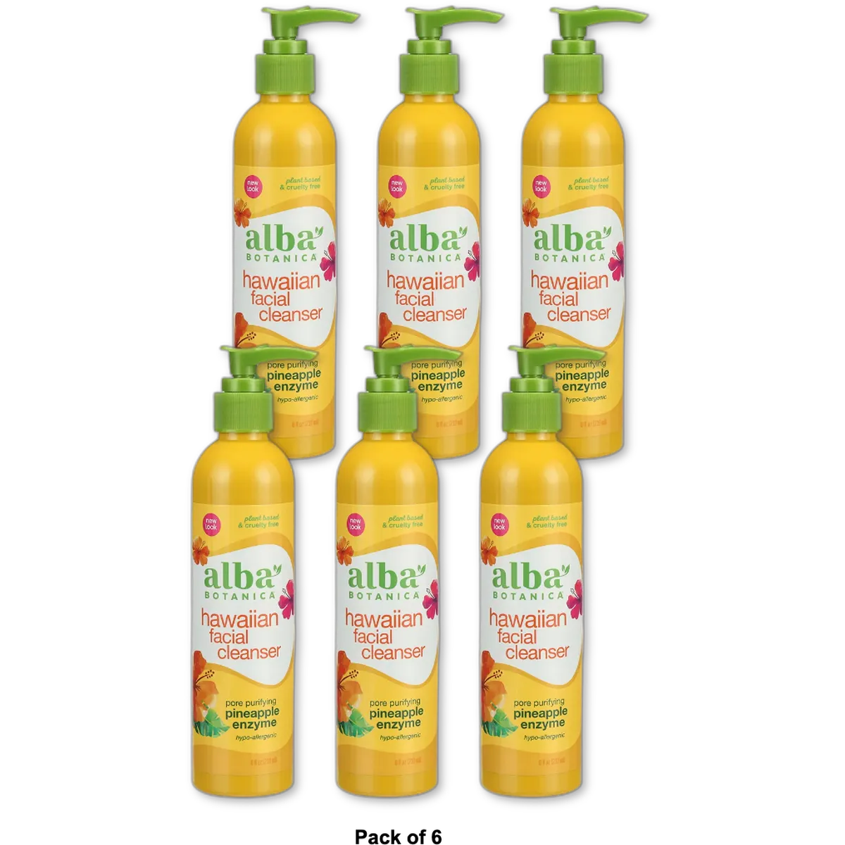 Alba Botanica Hawaiian Pineapple Enzyme Facial Cleanser 8Oz (Pack of 6)