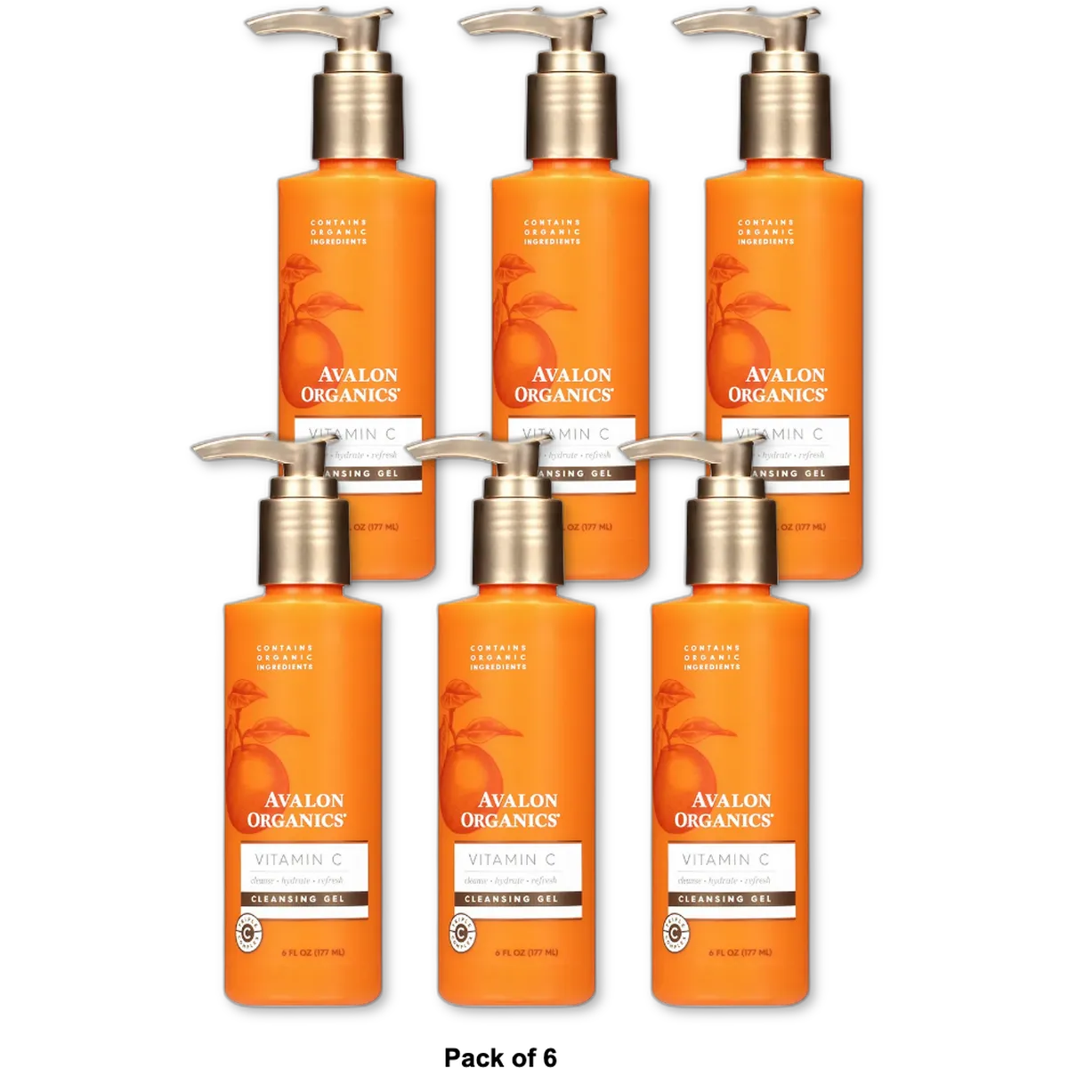 Avalon Organics Cleansing Gel with Vitamin C 6Oz (Pack of 6)