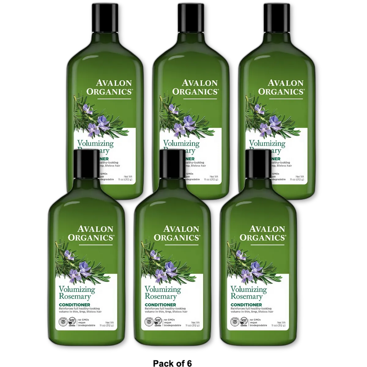 Avalon Organics Volumizing Rosemary Hair Conditioner 11Oz (Pack of 6)