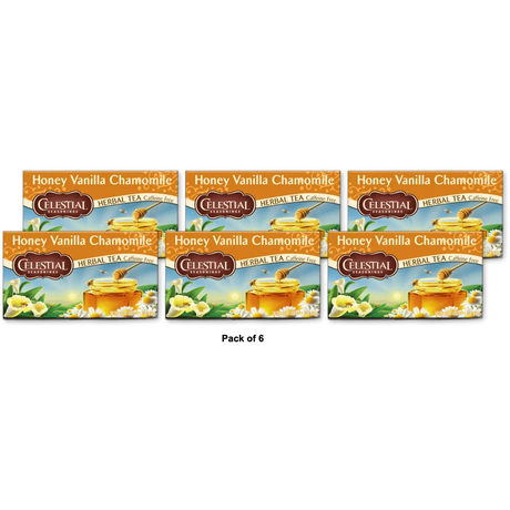 Celestial Seasonings Herb Tea Honey Vanilla Chamomile 20 Tea Bags 1.7Oz (Pack Of 6)