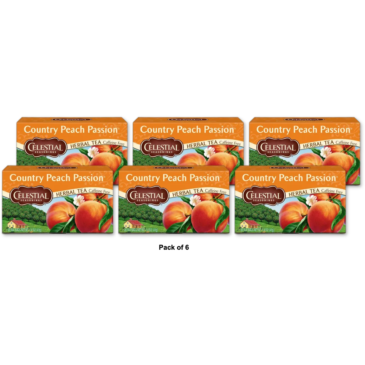 Celestial Seasonings Herbal Tea Country Peach Passion 20 Tea Bags 1.4Oz (Pack Of 6)