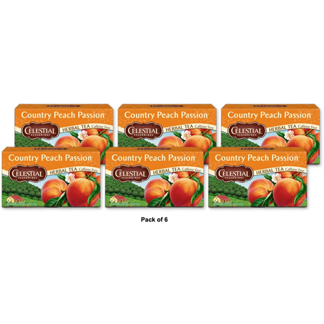 Celestial Seasonings Herbal Tea Country Peach Passion 20 Tea Bags 1.4Oz (Pack Of 6)