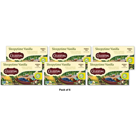 Celestial Seasonings Herbal Tea Sleepytime Vanilla Caffeine Free Sleep Tea Bags 1.1Oz (Pack Of 6)