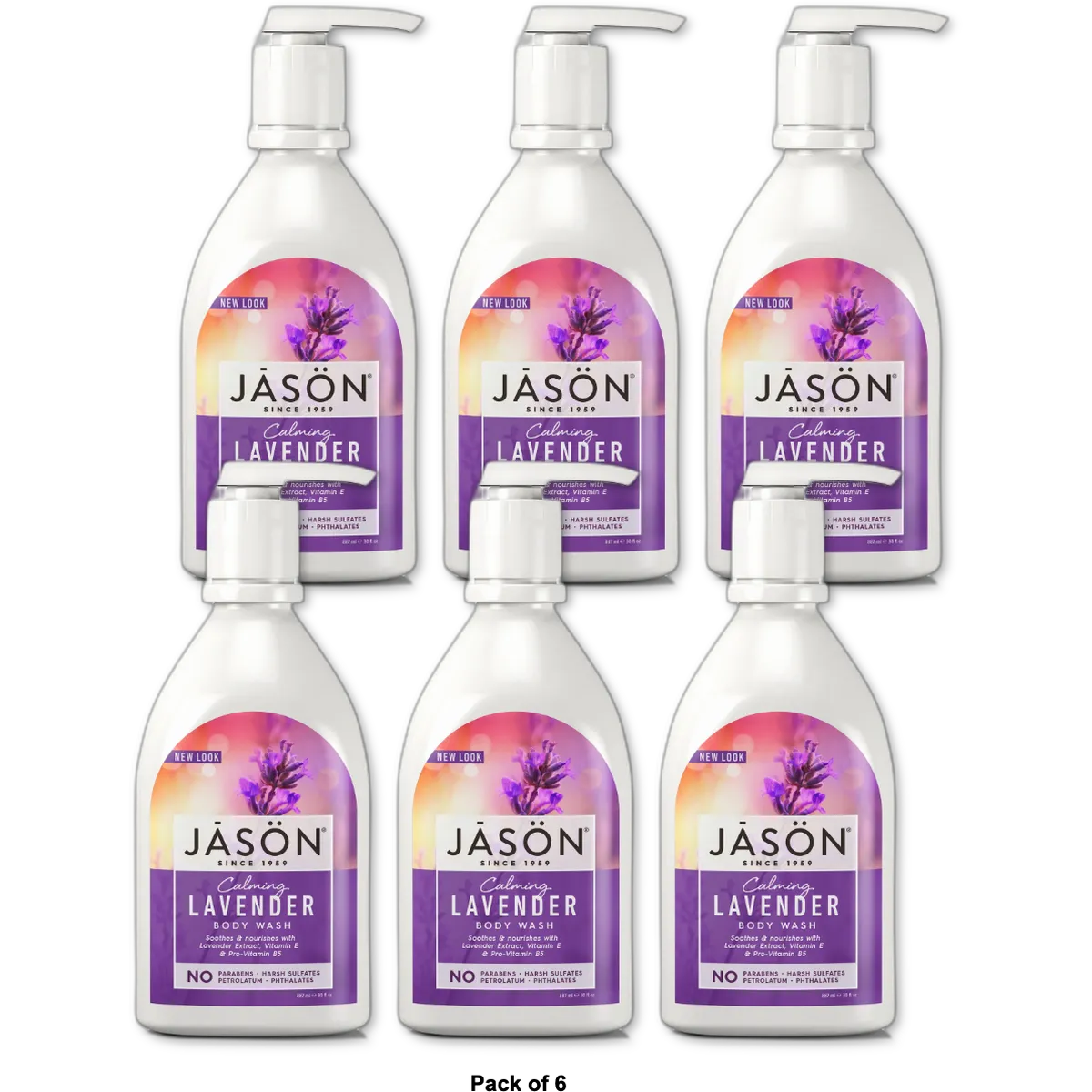 Jason Calming Lavender Pure Natural Body Wash 30Oz (Pack of 6)