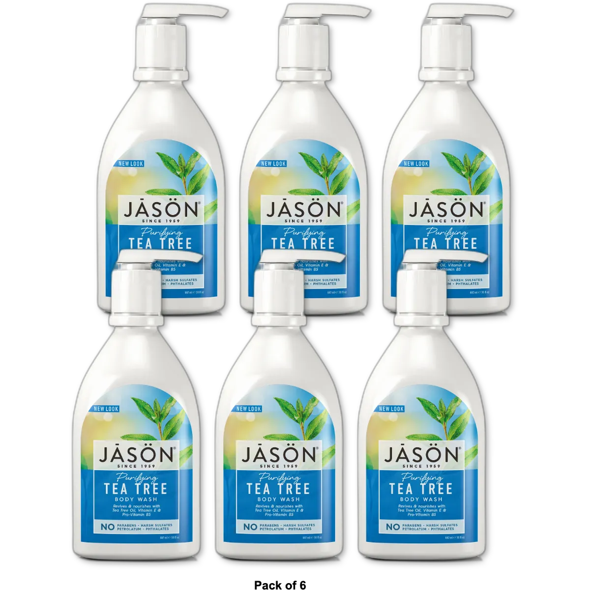 Jason Purifying Tea Tree Body Wash 30Oz (Pack of 6)