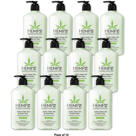 Hempz Exotic Green Tea and Asian Pear Herbal Body Moisturizer 17Oz (Pack of 12)