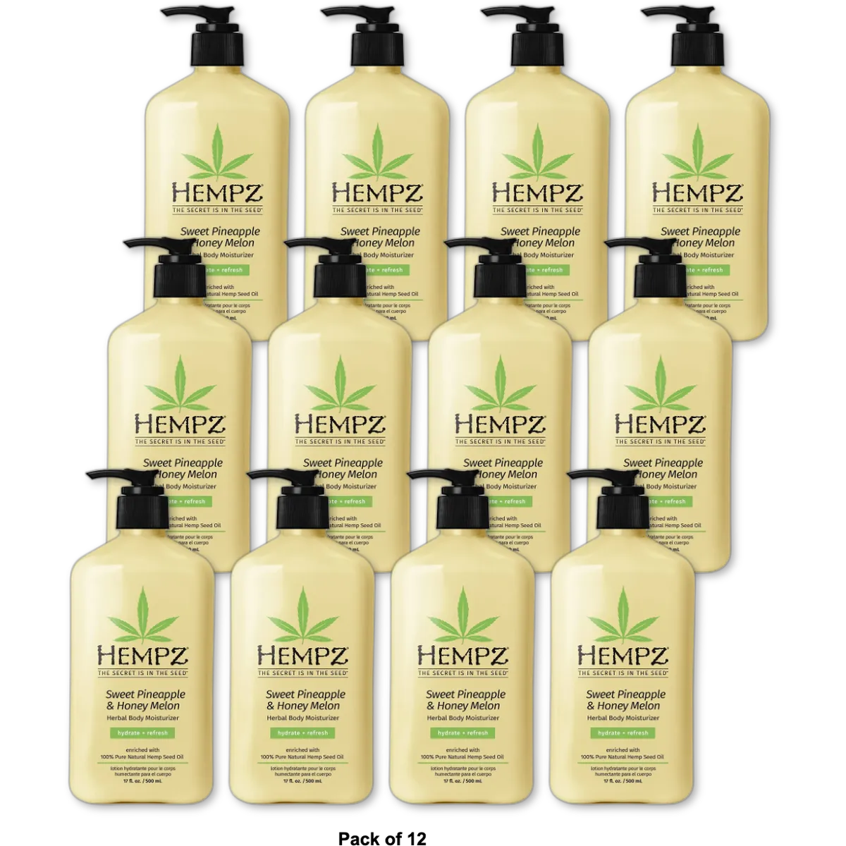 Hempz Sweet Pineapple and Honey Melon Herbal Body Moisturizer 17Oz (Pack of 12)