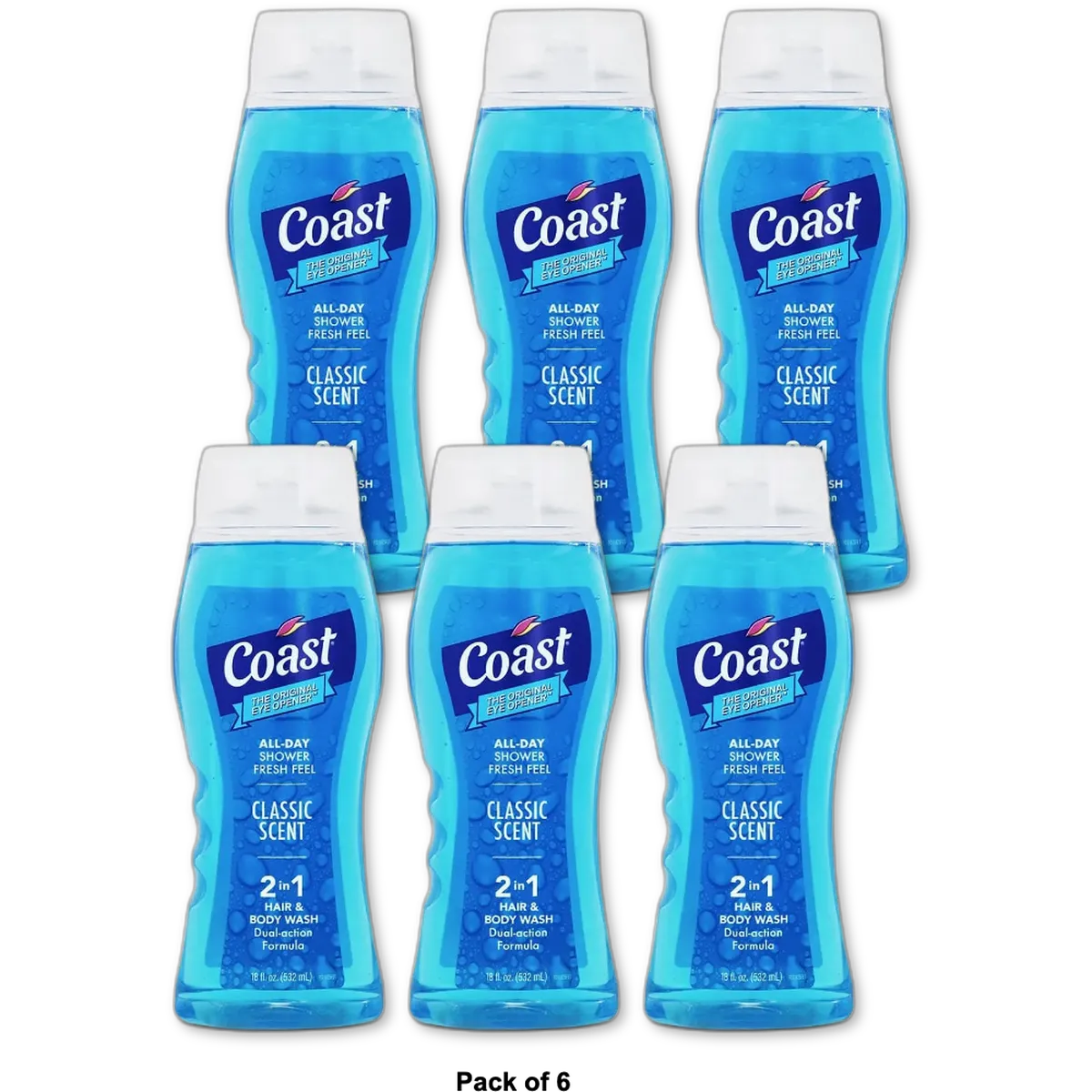 Coast Classic Scent Hair & Body Wash 18Oz (Pack of 6)