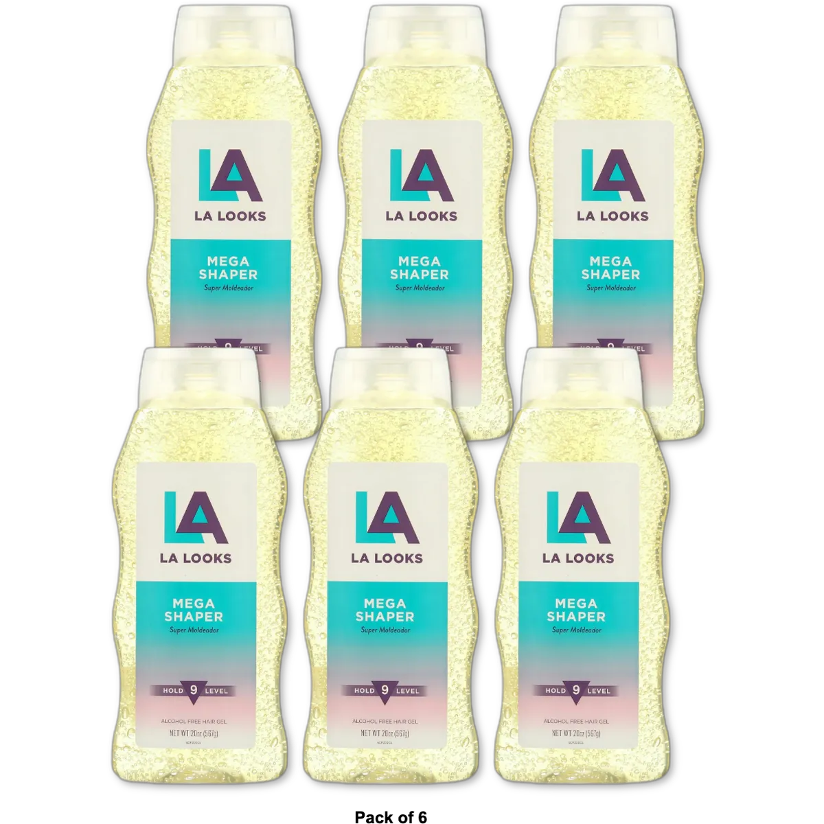 L.A. Looks Mega Shaper Hair Styling Gel 20Oz (Pack of 6)