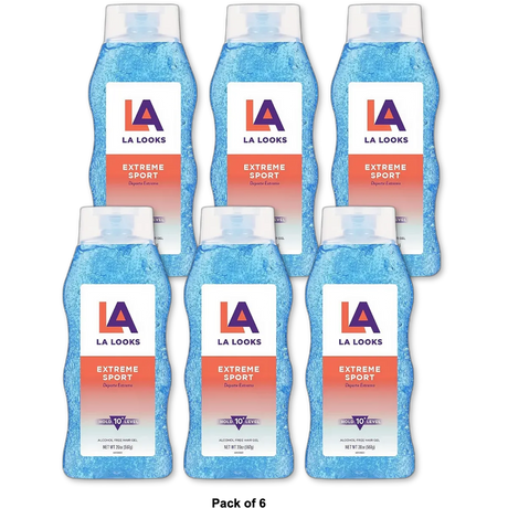 L.A.Looks Sport X-Treme Hold Level 10+ Hold Hair Gel 20Oz (Pack of 6)