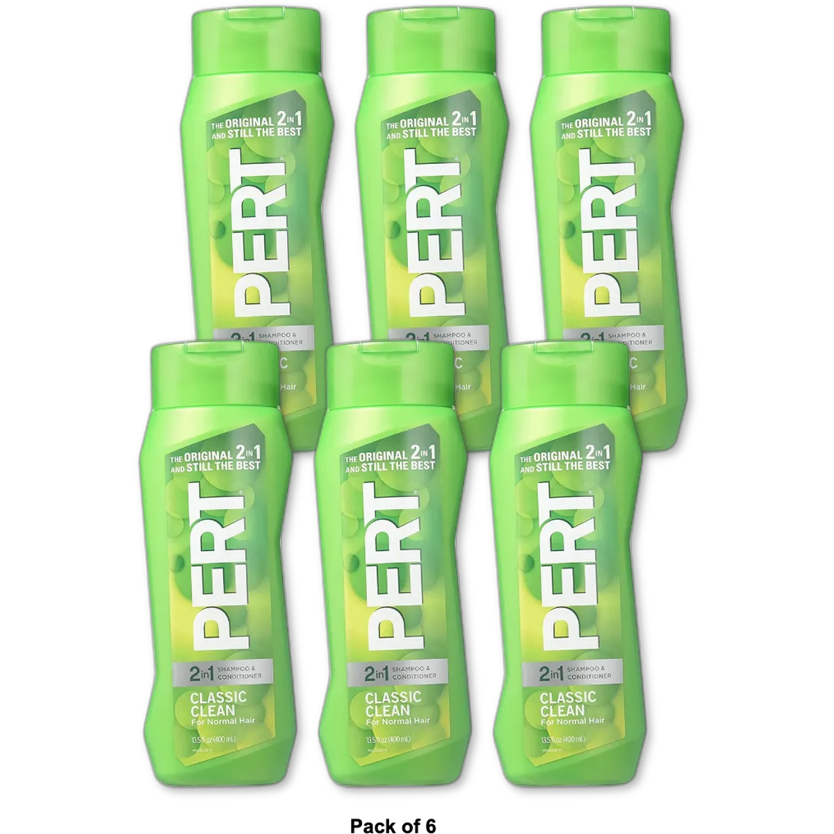 Pert Classic Clean 2 in 1 Shampoo & Conditioner for Normal Hair 13.5Oz (Pack of 6)