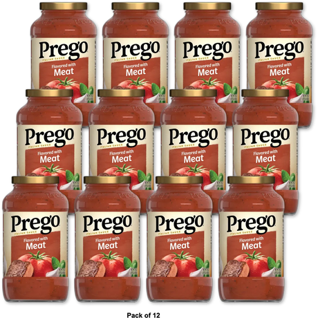 Prego Italian Tomato Spaghetti Sauce Flavored with Meat Jar 24Oz (Pack of 12)