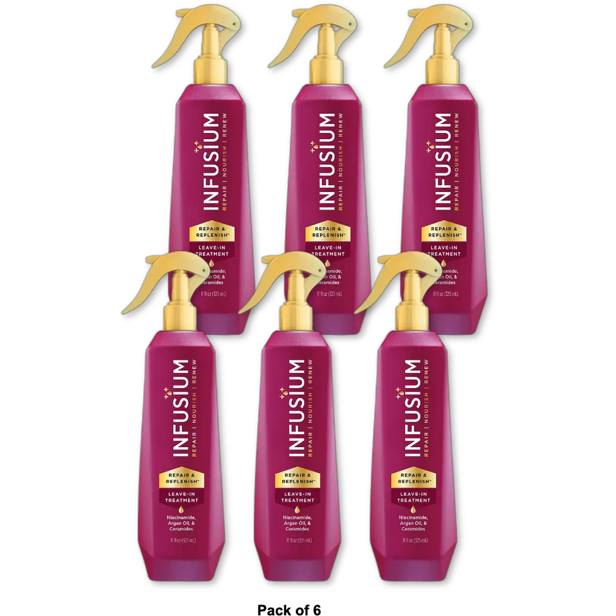 Infusium Original Leave In Treatment Spray for All Hair Types with Avocado & Olive Oils 11Oz (Pack of 6)