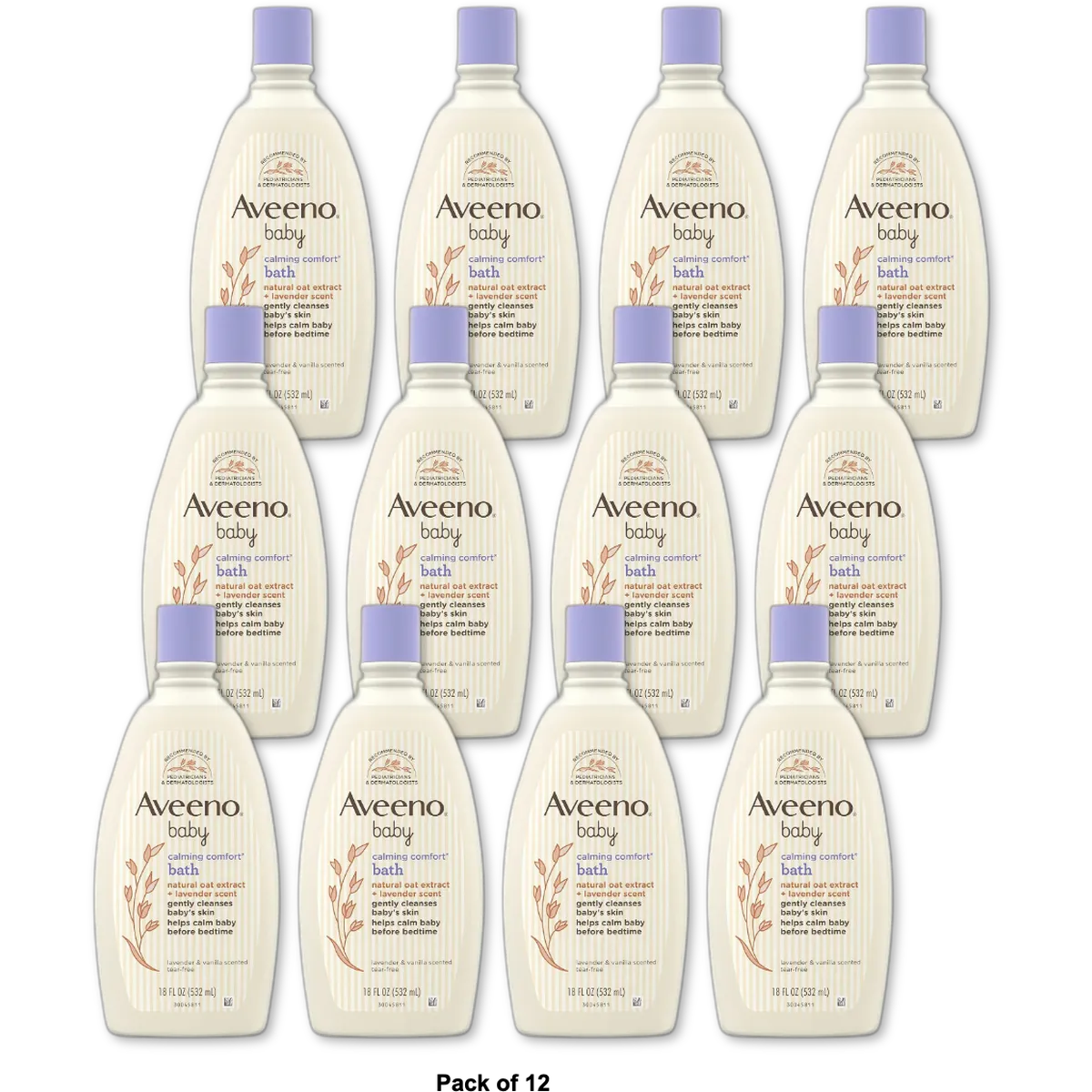 Aveeno Baby Calming Comfort Bath With Lavender And Vanilla 18Oz (Pack of 12)