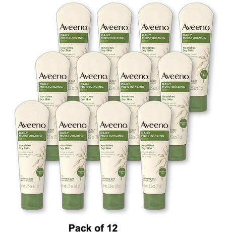 Aveeno Daily Moisturizing Body Lotion with Soothing Oat and Rich Emollients 2.5Oz (Pack of 12)