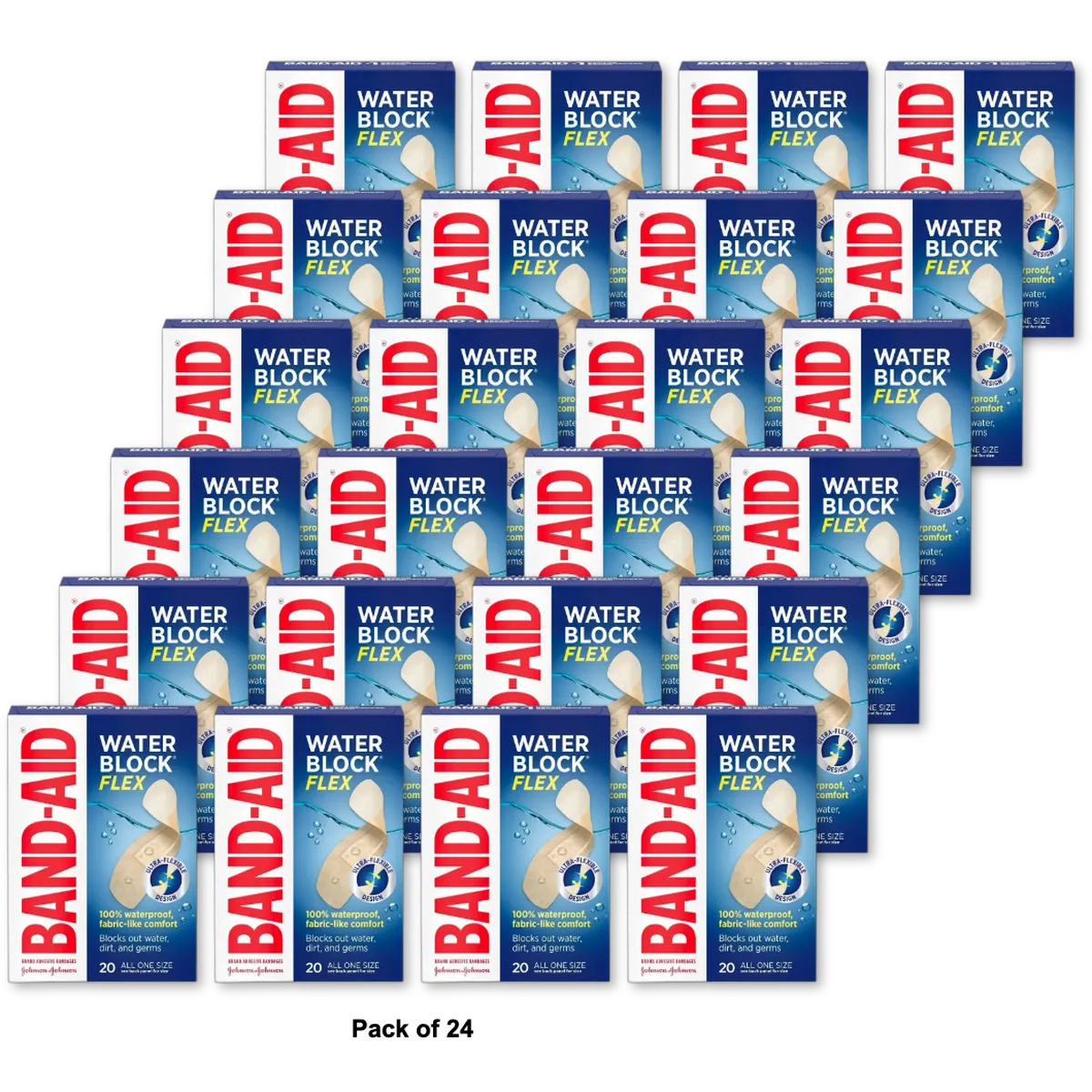 Band Aid Water Block Adhesive Bandages 0.63Oz (Pack Of 24)