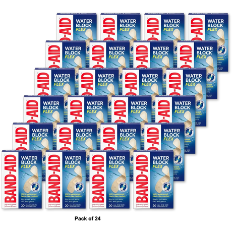 Band Aid Water Block Adhesive Bandages 0.63Oz (Pack Of 24)