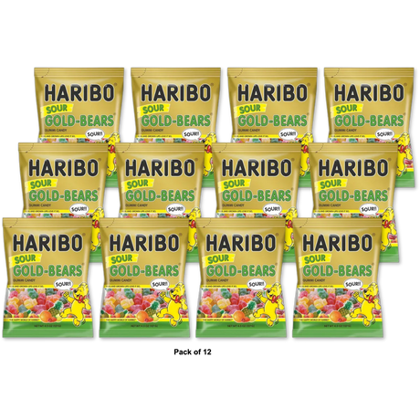 Haribo Gold Bears Sour Gummi Candy 4.5Oz (Pack of 12)