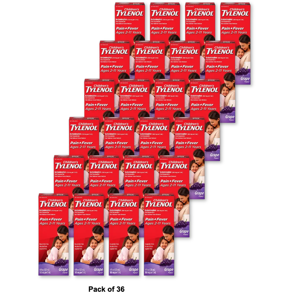 Tylenol Childrens Oral Suspension Grape Splash 4Oz (Pack of 36)