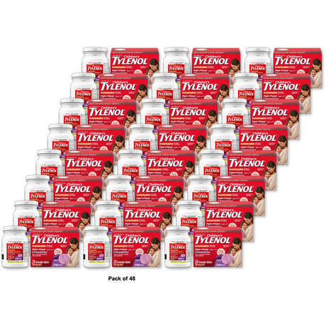 Tylenol Childrens Pain Plus Fever Chewable Tablets Grape 1.28Oz (Pack of 48)