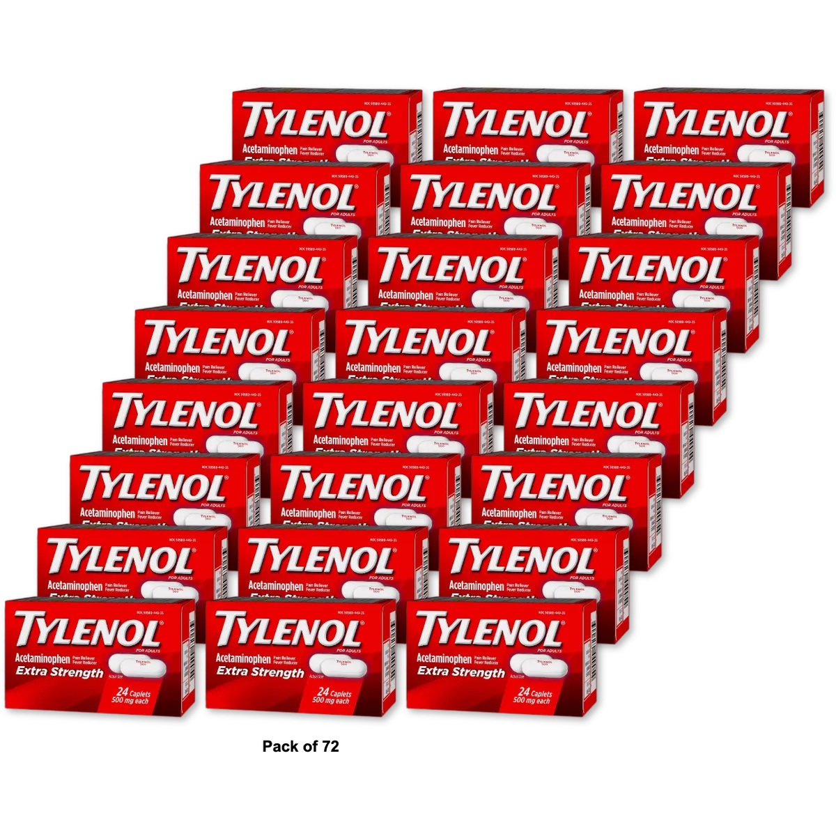 Tylenol Extra Strength Pain Reliever And Fever Reducer Caplets 0.16Oz (Pack Of 72)