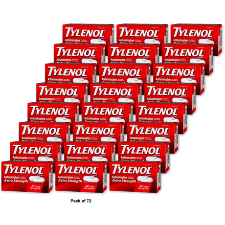 Tylenol Extra Strength Pain Reliever And Fever Reducer Caplets 0.16Oz (Pack Of 72)