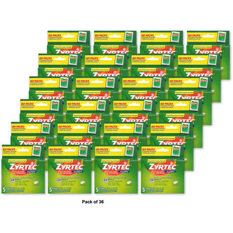 Zyrtec 24 Hour Allergy Relief 10 Mg Tablets For Indoor Outdoor5 Ea 1.28Oz (Pack of 36)