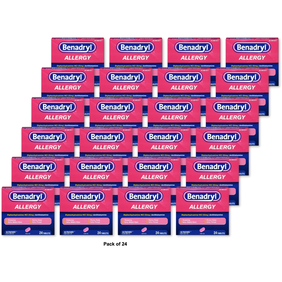 Benadryl Allergy Relief Ultratab Tablets 0.63Oz (Pack Of 24)