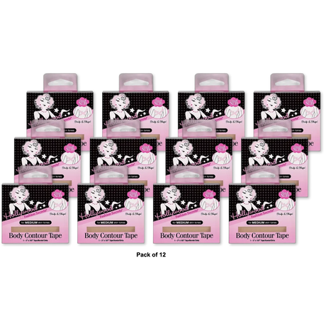 Hollywood Fashion Secrets Body Contour Tape For Medium Skin Tones 1.06Oz (Pack Of 12)