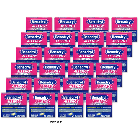 Benadryl Dye-Free Allergy Relief Liqui Gels 0.16Oz (Pack Of 24)