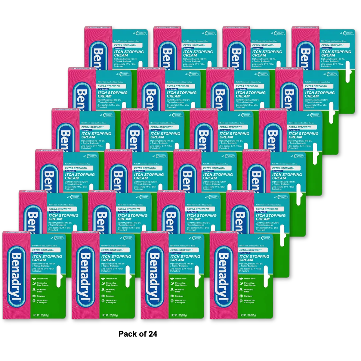 Benadryl Extra Strength Itch Stopping Cream 1Oz (Pack of 24)
