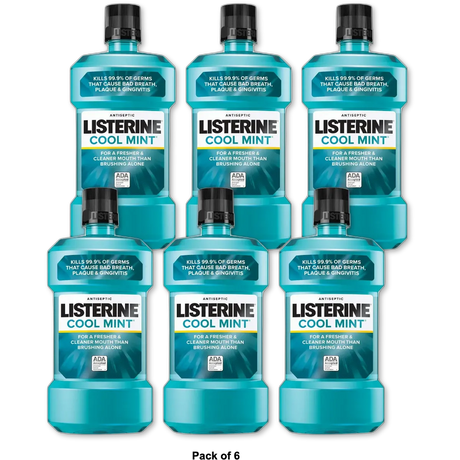 Listerine Antiseptic Cool Mint Mouthwash 33.80Oz (Pack of 6)