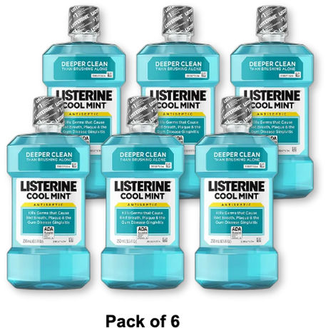 Listerine Antiseptic Mouthwash Cool Mint Deeper Clean 8.5Oz (Pack of 6)