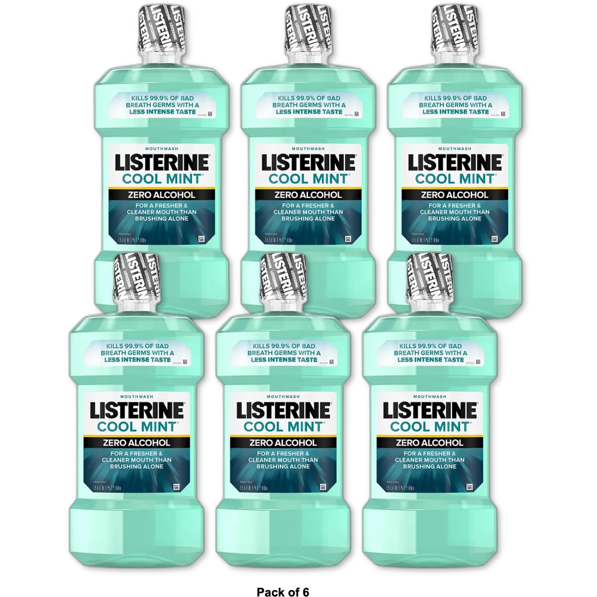 Listerine Zero Clean Mint Mouthwash Alcohol Free 1.5 Ltr 2.70Oz (Pack of 6)