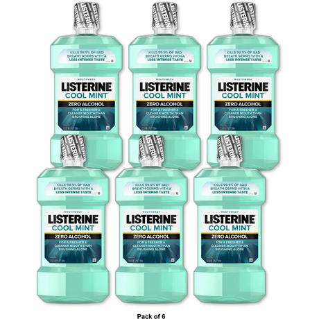 Listerine Zero Clean Mint Mouthwash Alcohol Free 1.5 Ltr 2.70Oz (Pack of 6)