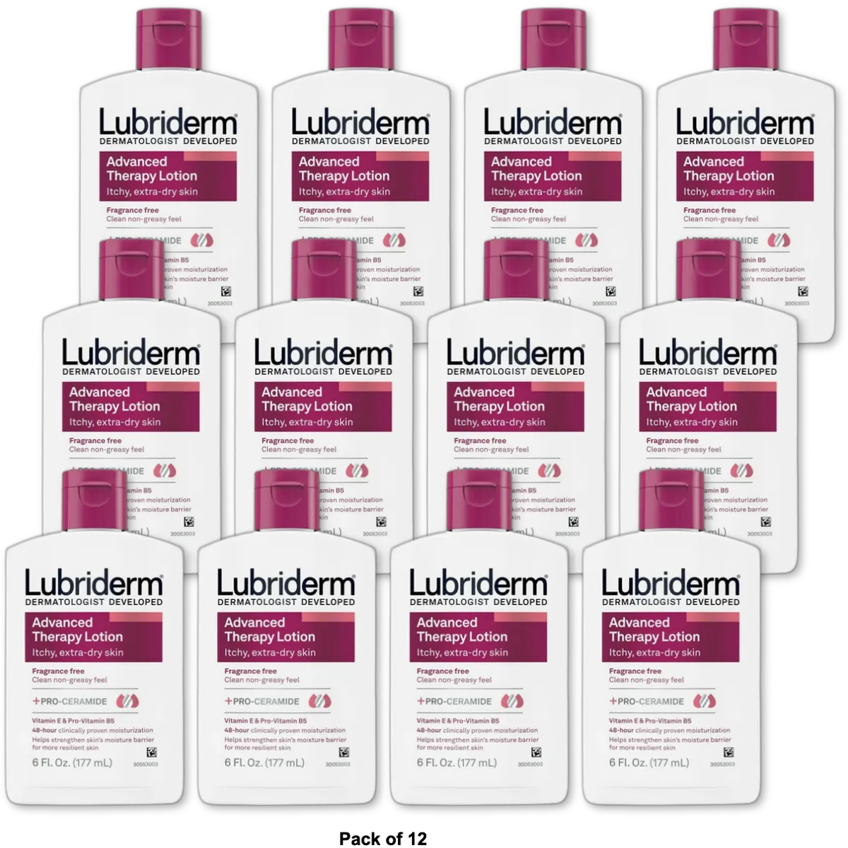 Lubriderm Advanced Therapy Moisturizing Lotion Extra Dry Skin 6Oz (Pack of 12)