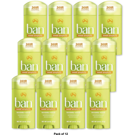Ban Invisible Solid Anti-Perspirant And Deodorant Sweet Simplicity 2.6Oz (Pack of 12)