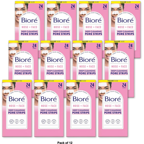 Biore Deep Cleansing Pore Strips 1.6Oz (Pack of 12)