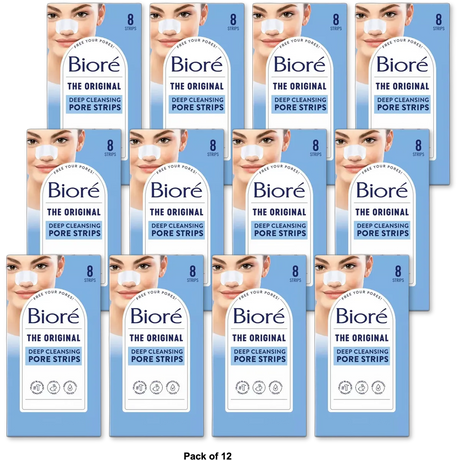Biore Deep Cleansing Pore Strips For Nose (Pack of 12)
