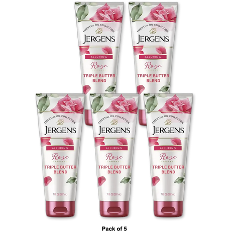 Jergens Hand and Body Lotion Rose Body Butter Lotion with Camellia Essential Oil 7Oz (Pack of 5)