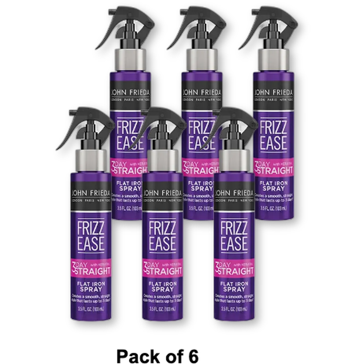 John Frieda Frizz Ease 3Day Straight Flat Iron Spray 3.5Oz (Pack of 6)