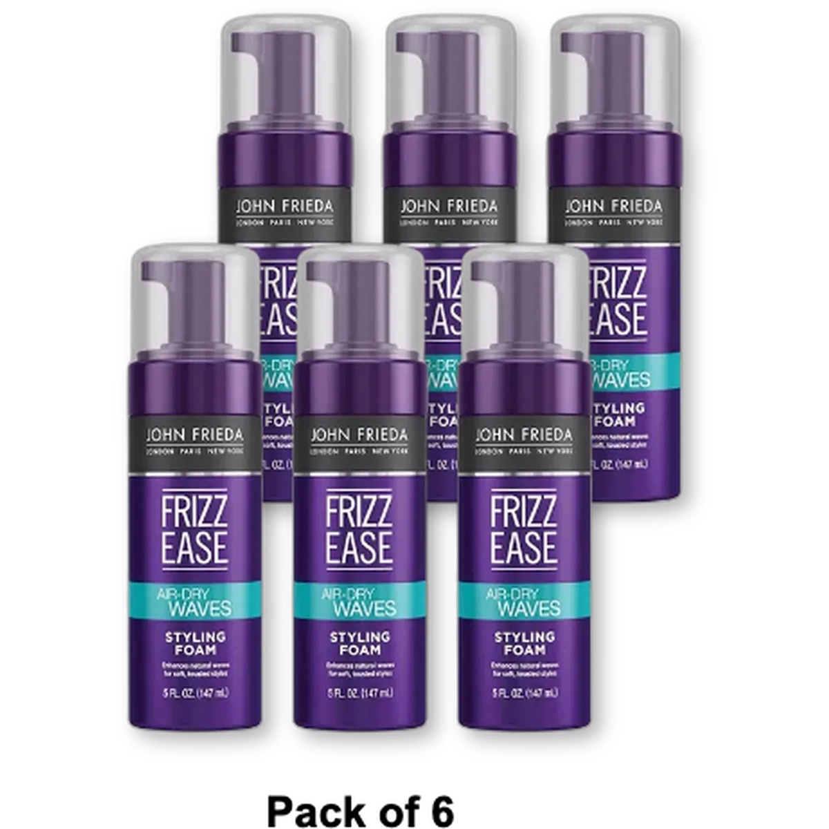 John Frieda Frizz Ease Dream Curls Air-Dry Waves Styling Foam 5Oz (Pack of 6)