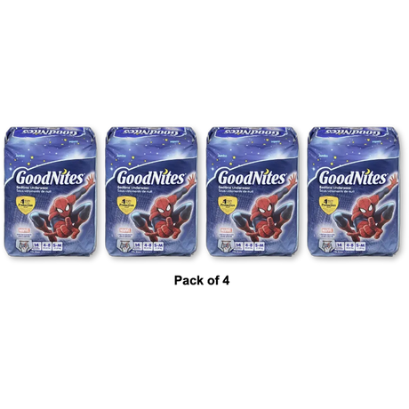 Goodnites Boys Bedtime Underwear Jumbo 38-65 Lbs Spider Man Small/Medium14 Ea 22.4Oz (Pack of 4)