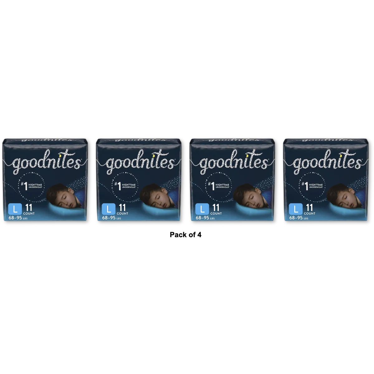 Goodnites Boys Night Time Bedwetting Underwear Size L 20.8Oz (Pack of 4)