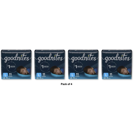 Goodnites Boys Night Time Bedwetting Underwear Size L 20.8Oz (Pack of 4)