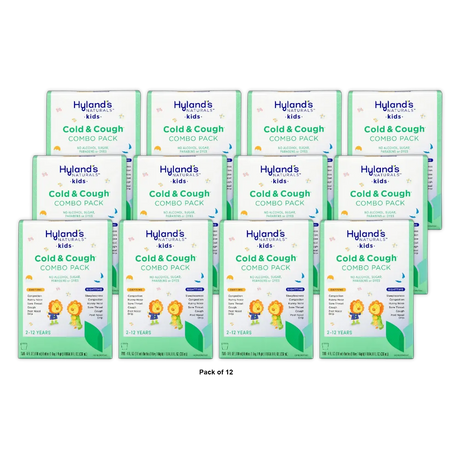 Kids Cold Medicine for Ages 2+ Hylands Naturals Kids Cold & Cough Day and Night Combo Pack Syrup Cough Medicine for Kids Nasal Decongestant Allergy Relief 4 Fl Oz (Pack of 2) in 1 pack (Pack of 12)
