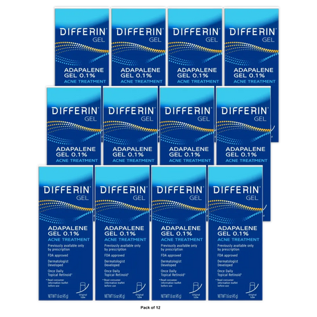 Differin with Adapalene Gel Acne Treatment 1.6Oz (Pack of 12)
