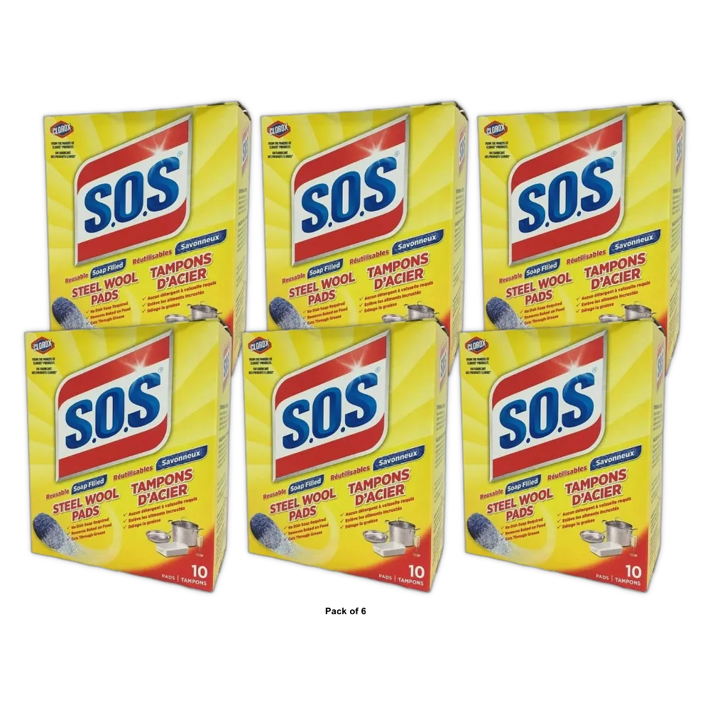 Sos Steel Wool Soap Filled Reusable Pads 2Oz (Pack Of 6)
