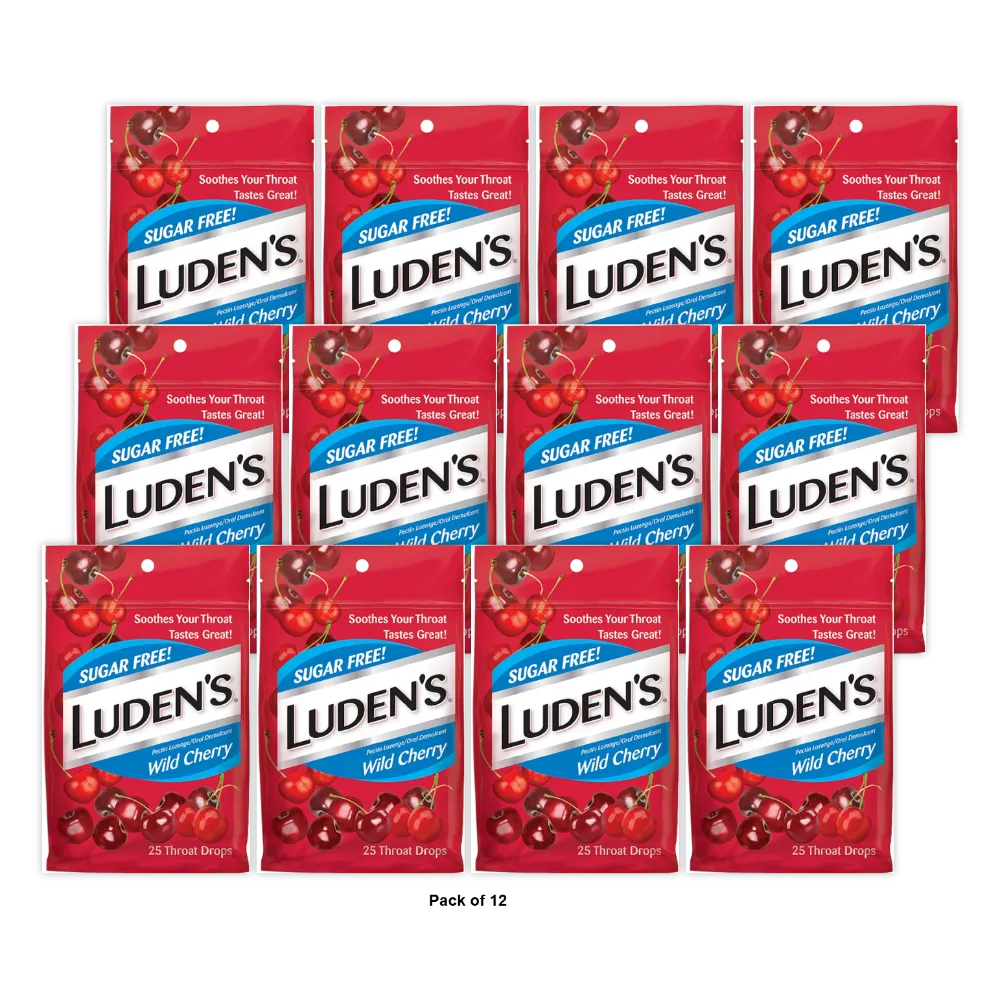 Ludens Oral Demulcant Great Tasting Throat Drops Wild Cherry25 Drops 6.74oz (Pack of 12)